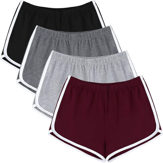  4-Pack Women's Cotton Yoga Shorts – Breathable Athletic, Gym, and Lounge Shorts